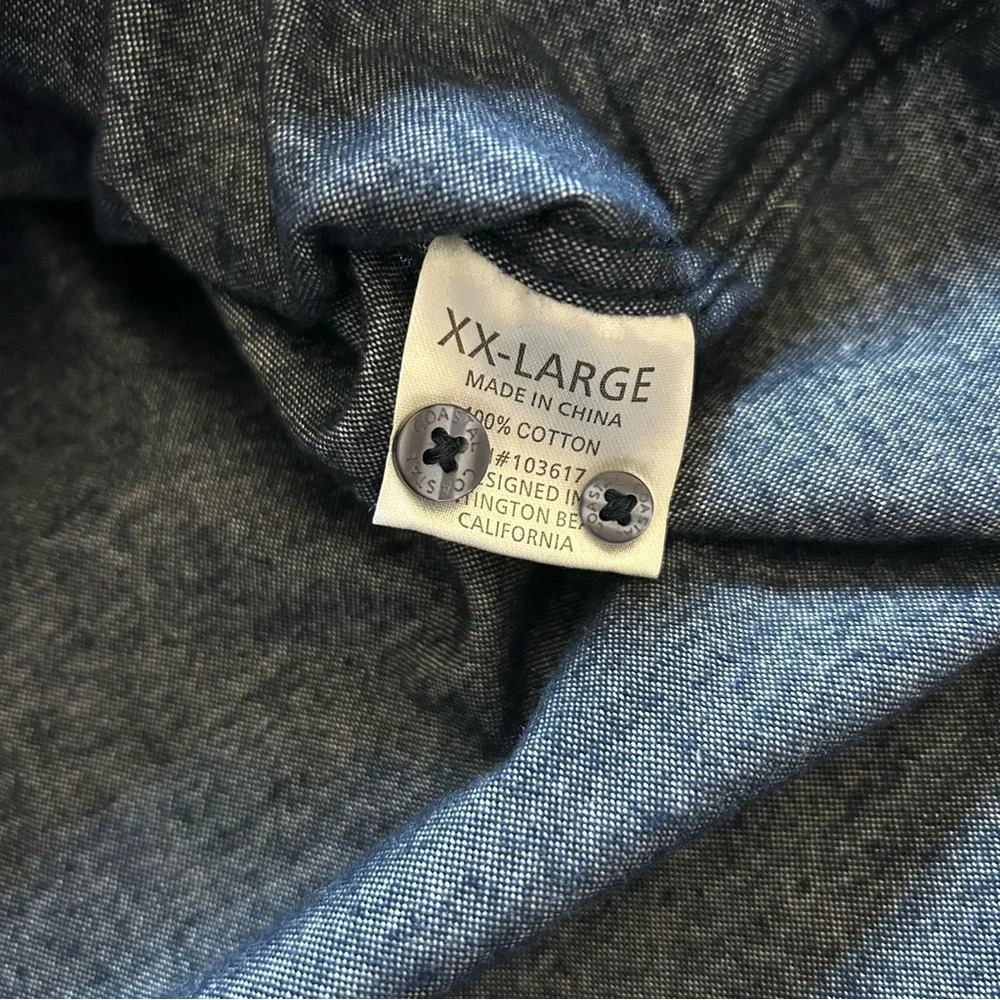 NWT Coastal Marled Navy Cotton Flannel Button Down Shirt Size XXL - Picture 4 of 10